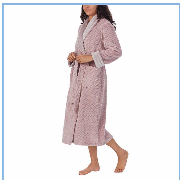 Carole Hochman Ladies Plush Soft Warm Long Wrap Robe Faux Fur Collar Pockets New - Picture 2 of 13